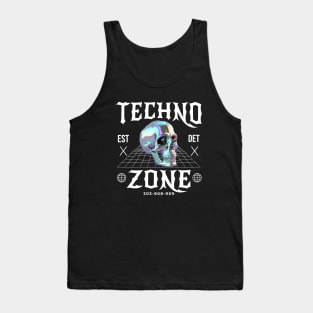 TECHNO - Techno Zone Skull (White) Tank Top